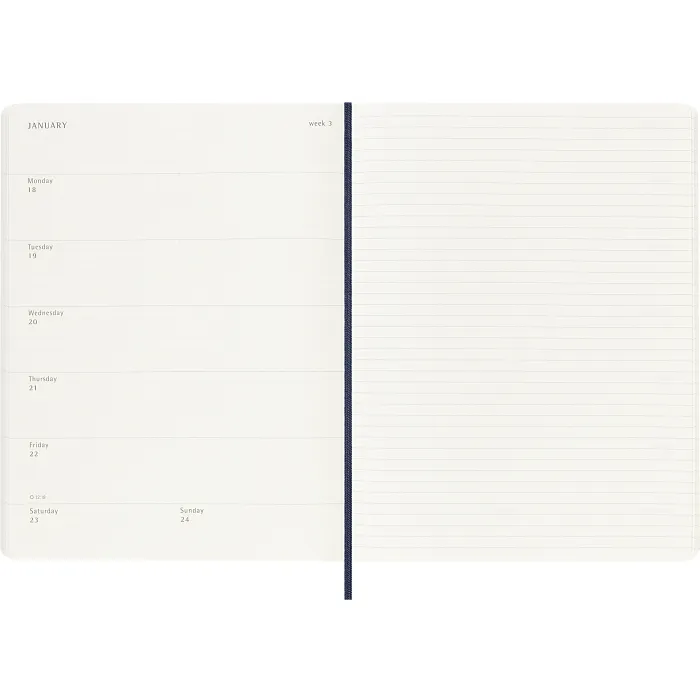 Agenda Semanal Clásica 12 Meses 2027, Tapa Suave, Extra Grande, Azul Zafiro — Interior 3