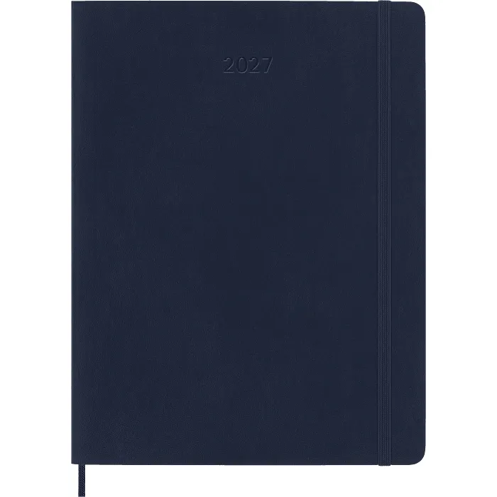 Agenda Semanal Clásica 12 Meses 2027, Tapa Suave, Extra Grande, Azul Zafiro — Portada Plana