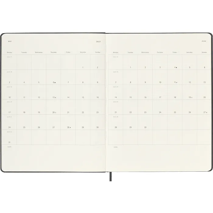 Agenda Semanal Clásica 12 Meses 2027, Tapa Dura, Extra Grande, Negro — Interior 4
