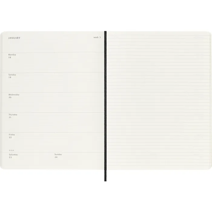 Agenda Semanal Clásica 12 Meses 2027, Tapa Suave, Extra Grande, Negro — Interior 3