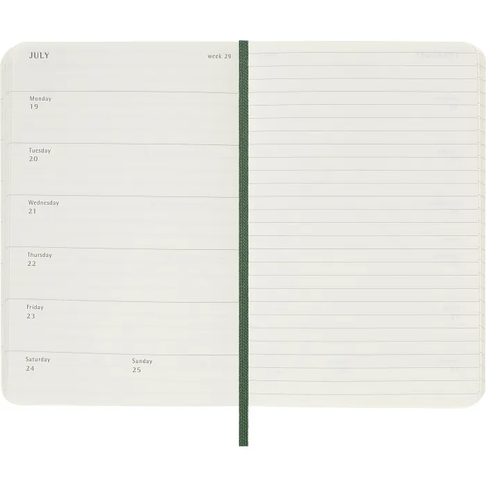 Agenda Semanal Clásica 12 Meses 2027, Tapa Suave, Bolsillo, Verde Mirto — Interior 3