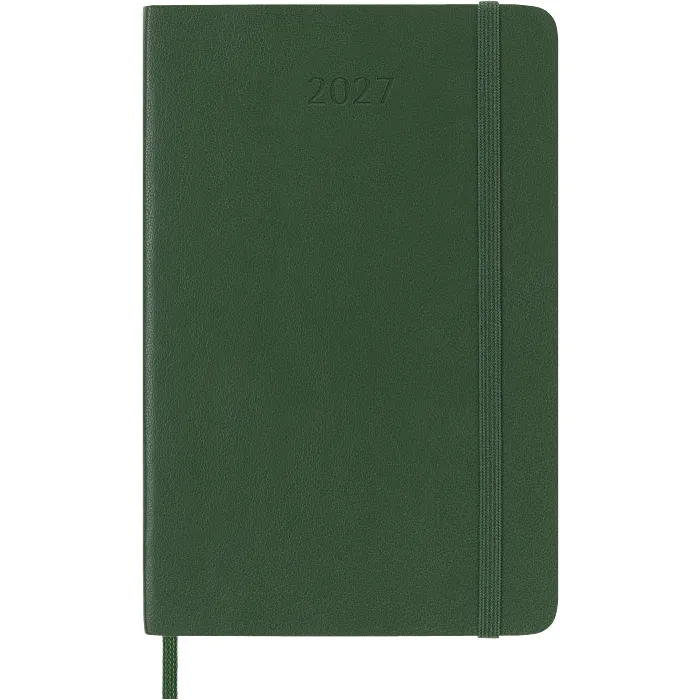 Agenda Semanal Clásica 12 Meses 2027, Tapa Suave, Bolsillo, Verde Mirto — Portada Plana