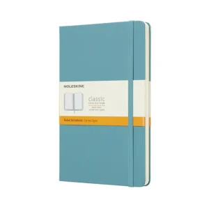 Libreta Clásica Grande Azul Arrecife Hoja Rayada Pasta Dura — Portada Plana