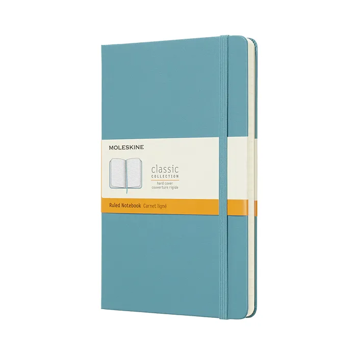 Libreta Clásica Grande Azul Arrecife Hoja Rayada Pasta Dura