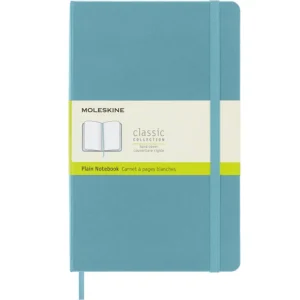 Libreta Clásica Grande Azul Arrecife Hoja Blanca Pasta Dura — Portada Plana