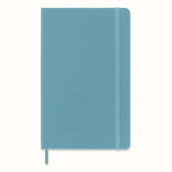 Libreta Clásica Grande Azul Arrecife Hoja Blanca Pasta Dura — Portada Plana
