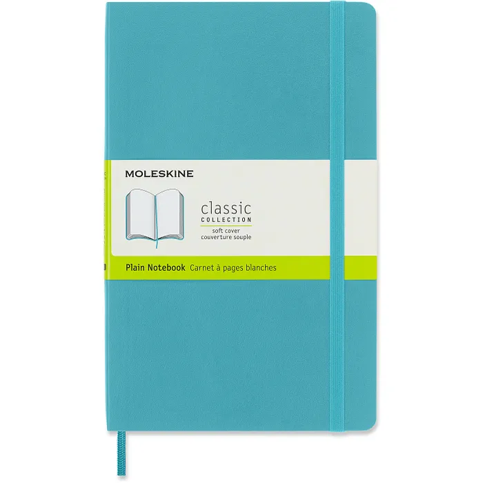 Libreta Clásica Grande Azul Arrecife Hoja Blanca Pasta Suave
