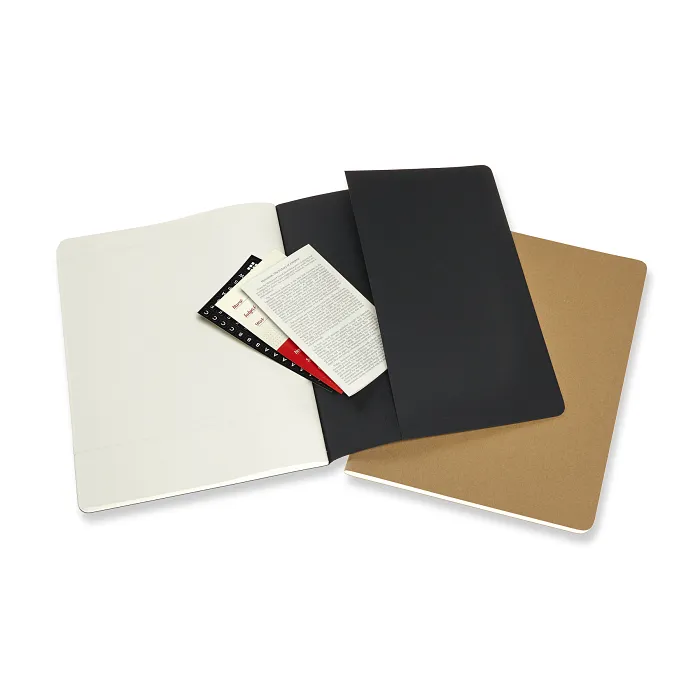 Set De 2 Libretas Cahier Subject Extra Grandes Negra y Kraft Pasta Suave — Interior 3