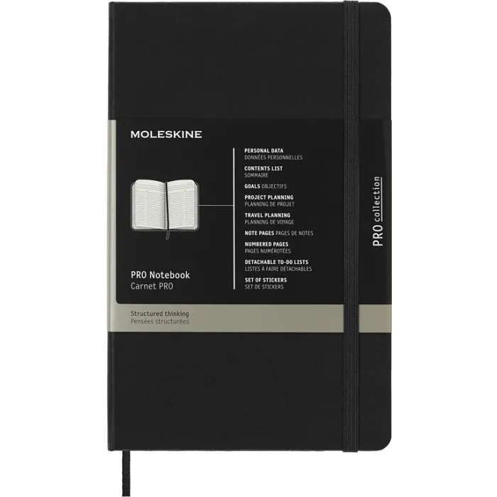 Libreta Profesional Grande Negra Pasta Dura — Portada Plana