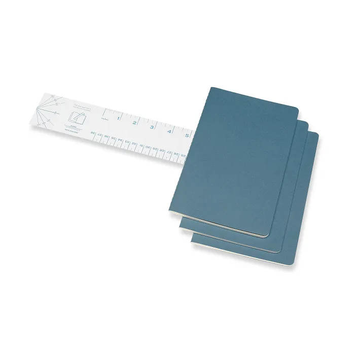 Set De 3 Libretas Grandes Azul Enérgico Hoja Rayada Pasta Suave — Interior 2
