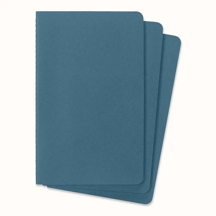 Set De 3 Libretas Grandes Azul Enérgico Hoja Rayada Pasta Suave — Interior 4