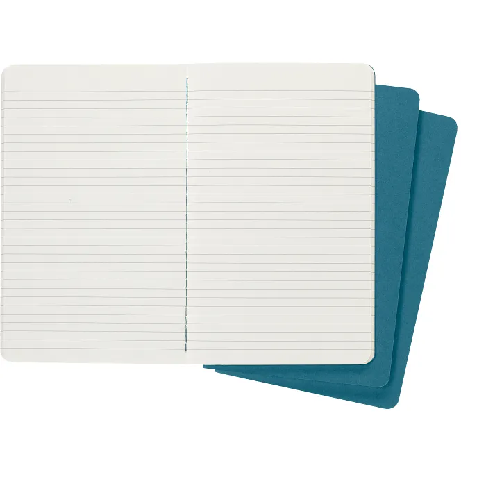 Set De 3 Libretas Grandes Azul Enérgico Hoja Rayada Pasta Suave