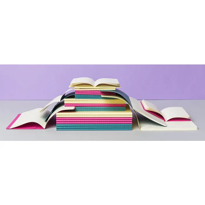Set De 3 Libretas Grandes Azul Enérgico Hoja Rayada Pasta Suave