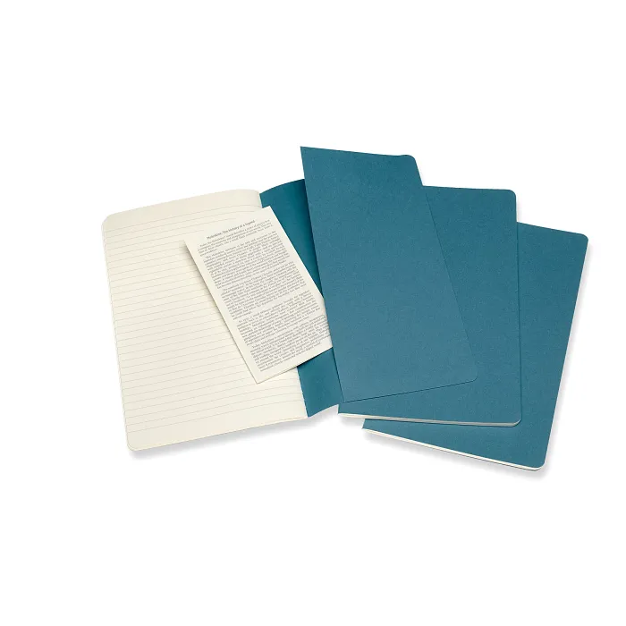 Set De 3 Libretas Grandes Azul Enérgico Hoja Rayada Pasta Suave