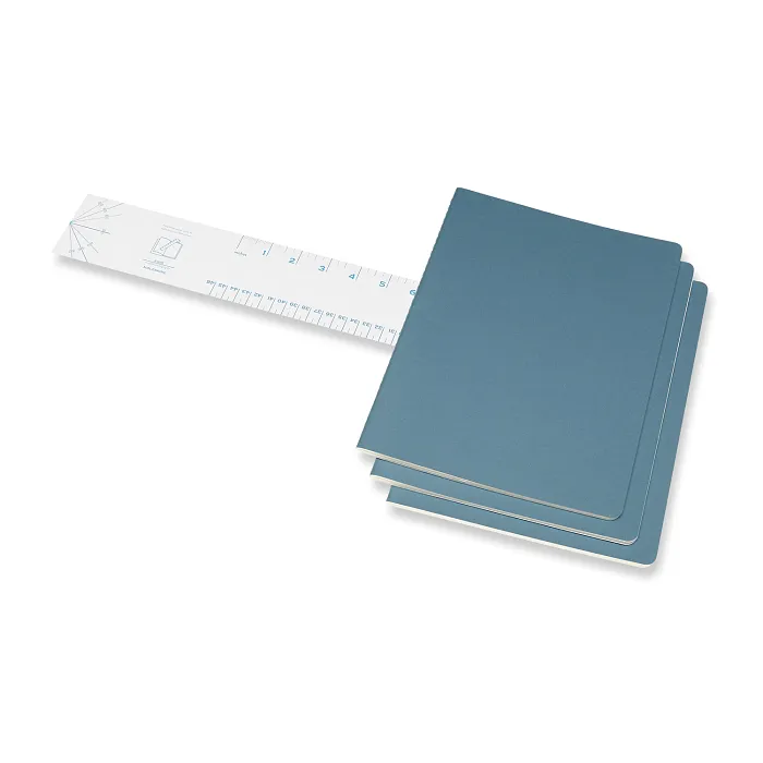 Set de 3 Libretas Extra Grandes Azul Enérgico Hoja Rayada Pasta Suave — Interior 2