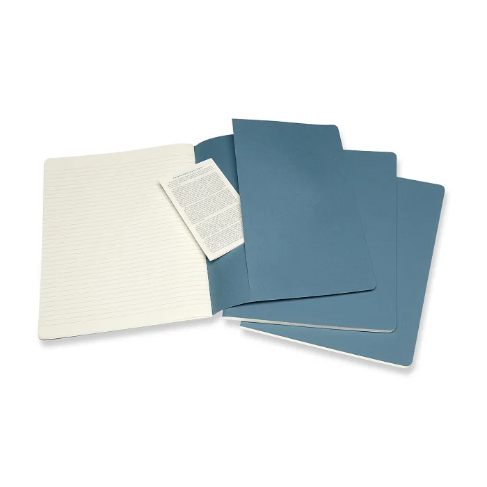 Set de 3 Libretas Extra Grandes Azul Enérgico Hoja Rayada Pasta Suave — Interior 3