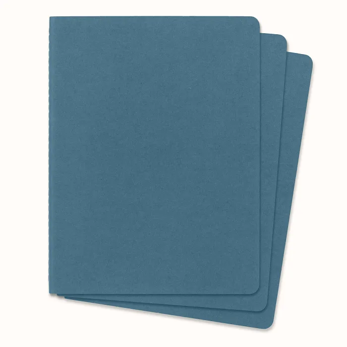 Set De 3 Libretas Extra Grandes Azul Enérgico Hoja Blanca Pasta Suave — Interior 4