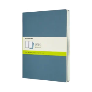 Set De 3 Libretas Extra Grandes Azul Enérgico Hoja Blanca Pasta Suave — Portada Plana