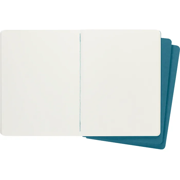 Set De 3 Libretas Extra Grandes Azul Enérgico Hoja Blanca Pasta Suave