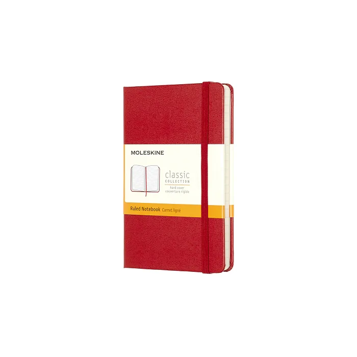 Libreta Clásica De Bolsillo Roja Hoja Rayada Pasta Dura — Portada Plana
