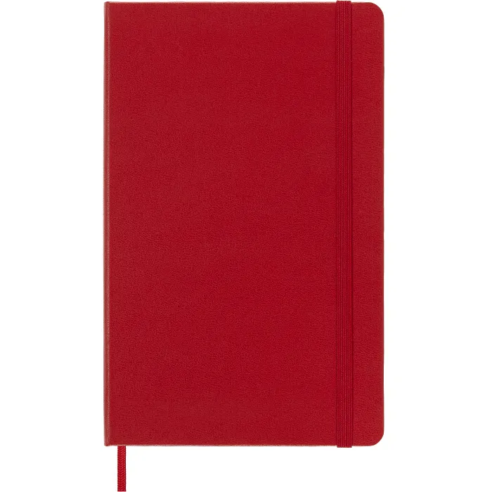 Libreta Clásica Grande Escarlata Hoja Blanca Pasta Dura — Portada Plana