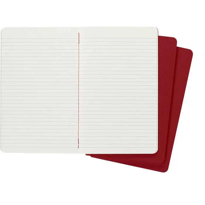 Set Cahier 3 Libretas Grandes Rojas Hoja Rayada Pasta Suave