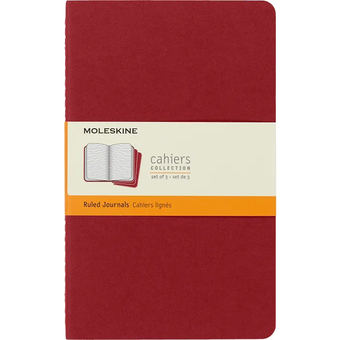 Set Cahier 3 Libretas Grandes Rojas Hoja Rayada Pasta Suave