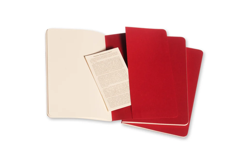Cahier Journal (Set de 3) Grande, Roja, Lisa, Pasta suave