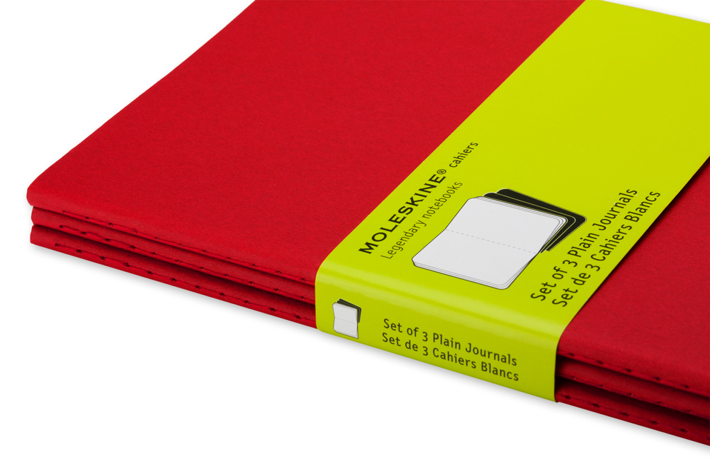 Cahier Journal (Set de 3) Grande, Roja, Lisa, Pasta suave