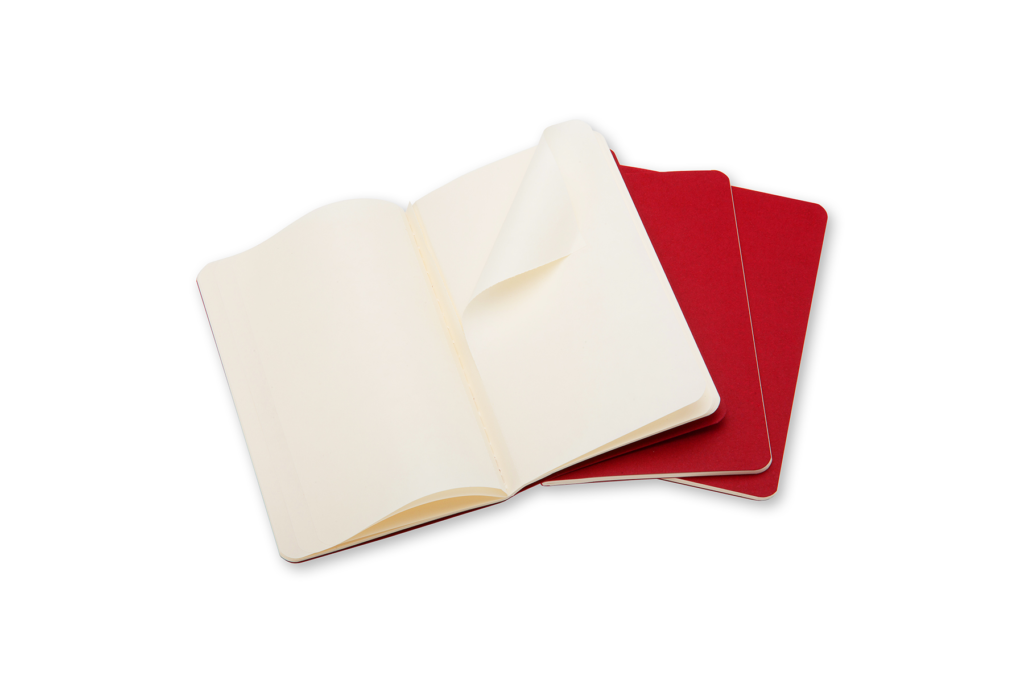 Cahier Journal (Set de 3) Grande, Roja, Lisa, Pasta suave