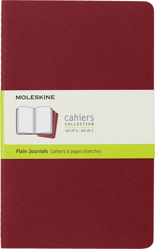 Cahier Journal (Set de 3) Grande, Roja, Lisa, Pasta suave