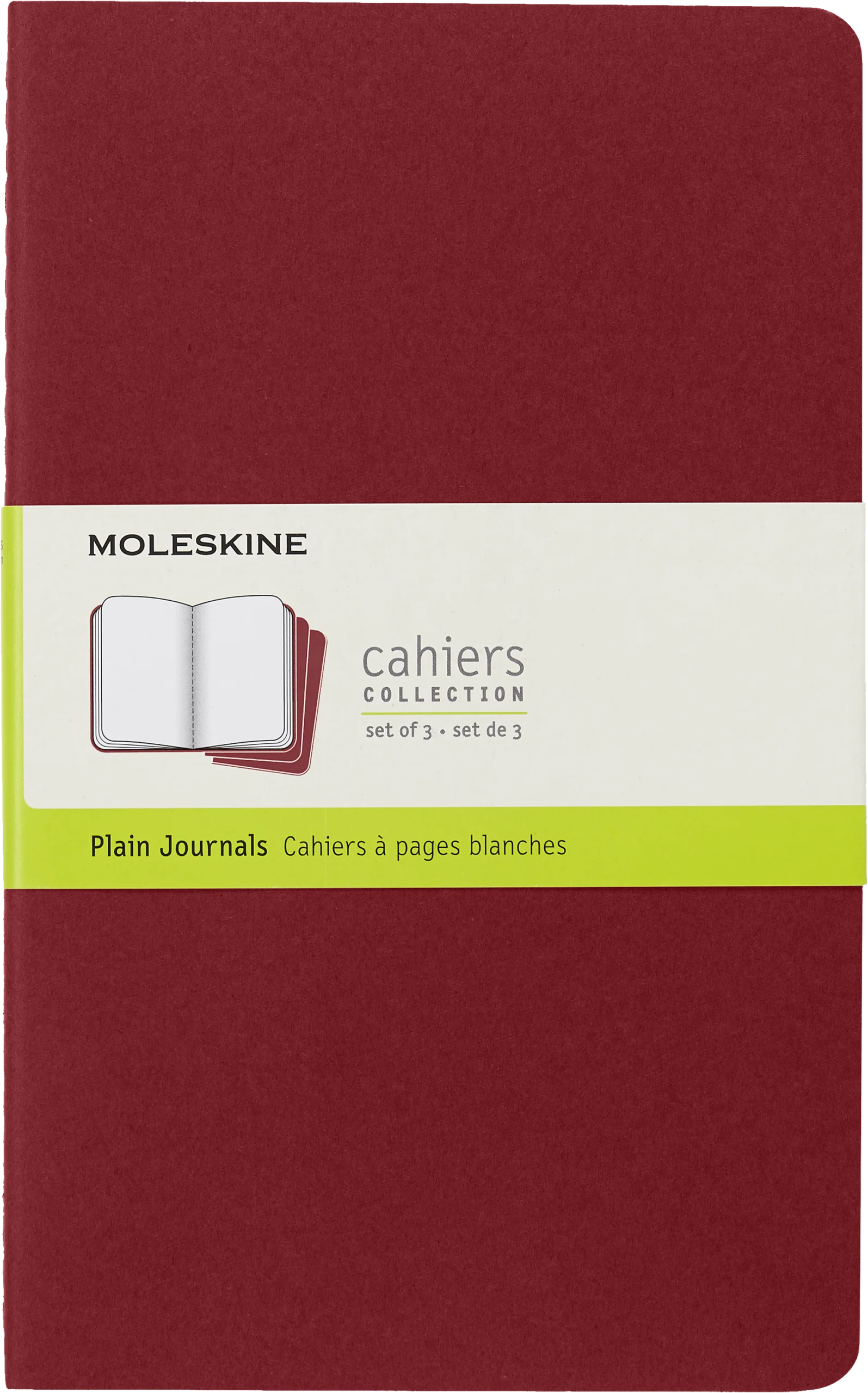 Cahier Journal (Set de 3) Grande, Roja, Lisa, Pasta suave