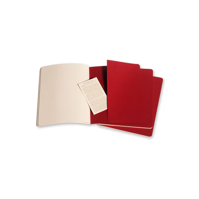Set De 3 Libretas Extra Grandes Rojas Hoja Rayada Pasta Suave — Interior 3