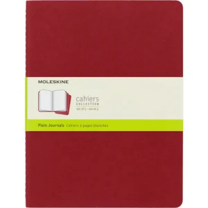 Set De 3 Libretas Cahier Extra Grandes Rojas Hoja Blanca Pasta Suave