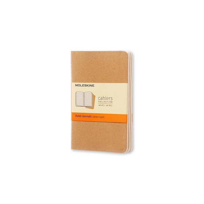 Set de 3 Libretas Bolsillo Color Kraft Hoja Rayada Pasta Suave