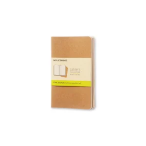 Set de 3 Libretas de Bolsillo Color Kraft Hoja Blanca Pasta Suave — Portada Plana