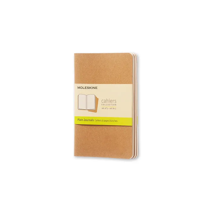Set de 3 Libretas de Bolsillo Color Kraft Hoja Blanca Pasta Suave