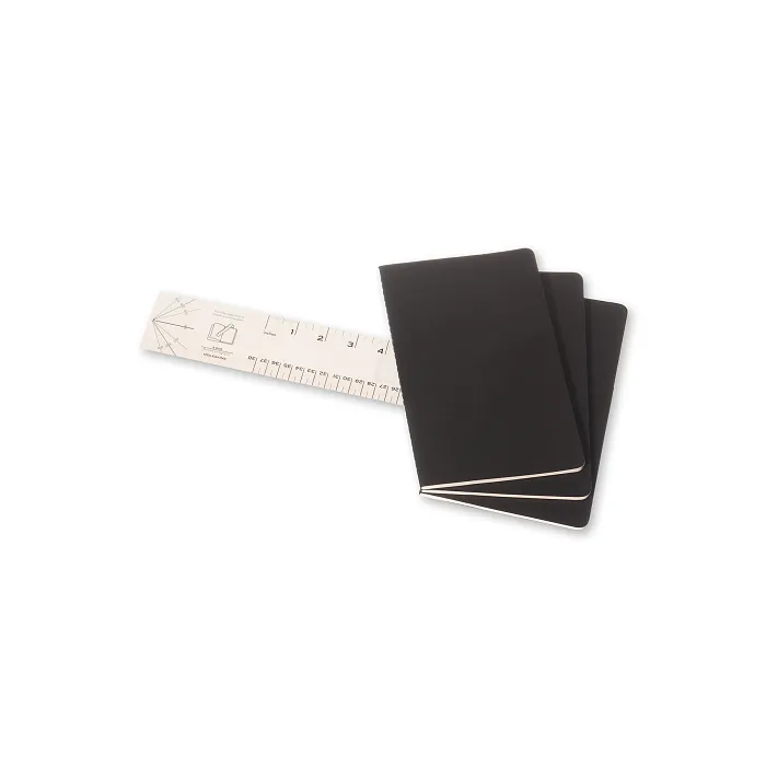 Set de 3 Libretas Grandes Negras Hoja Rayada Pasta Suave — Interior 2