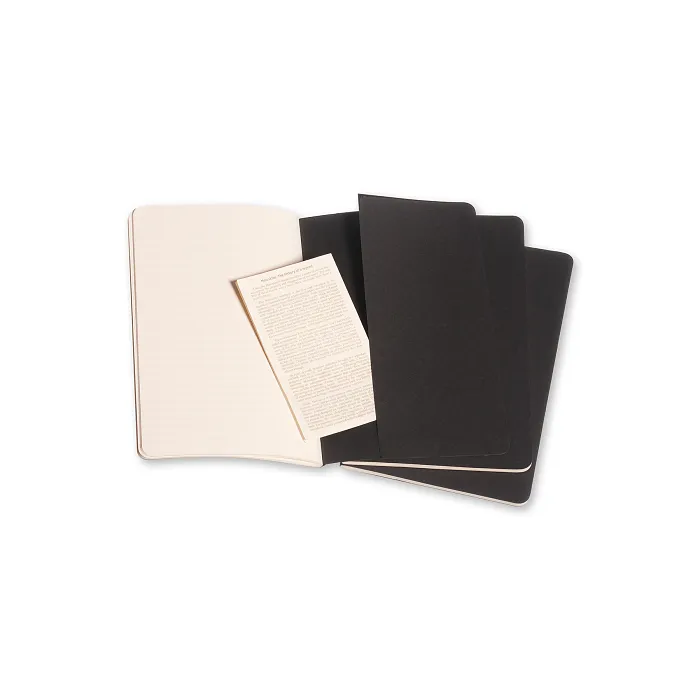 Set de 3 Libretas Grandes Negras Hoja Rayada Pasta Suave — Interior 3