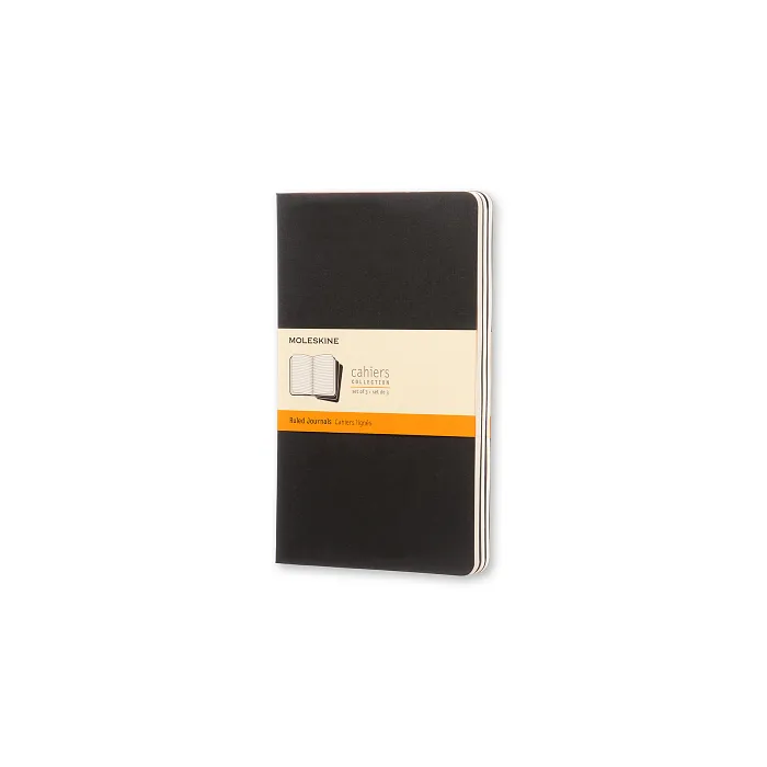Set de 3 Libretas Grandes Negras Hoja Rayada Pasta Suave