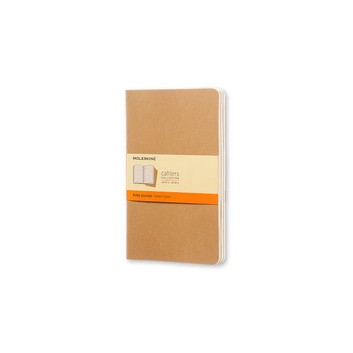 Set De 3 Libretas Grandes Color Kraft Hoja Rayada Pasta Suave