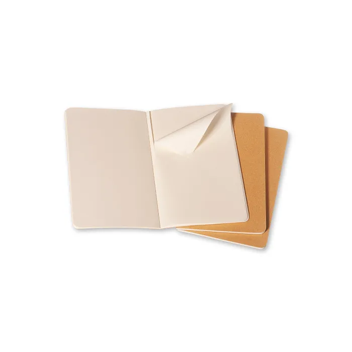 Set de 3 Libretas Grandes Color Kraft Hoja Blanca Pasta Suave — Interior 2