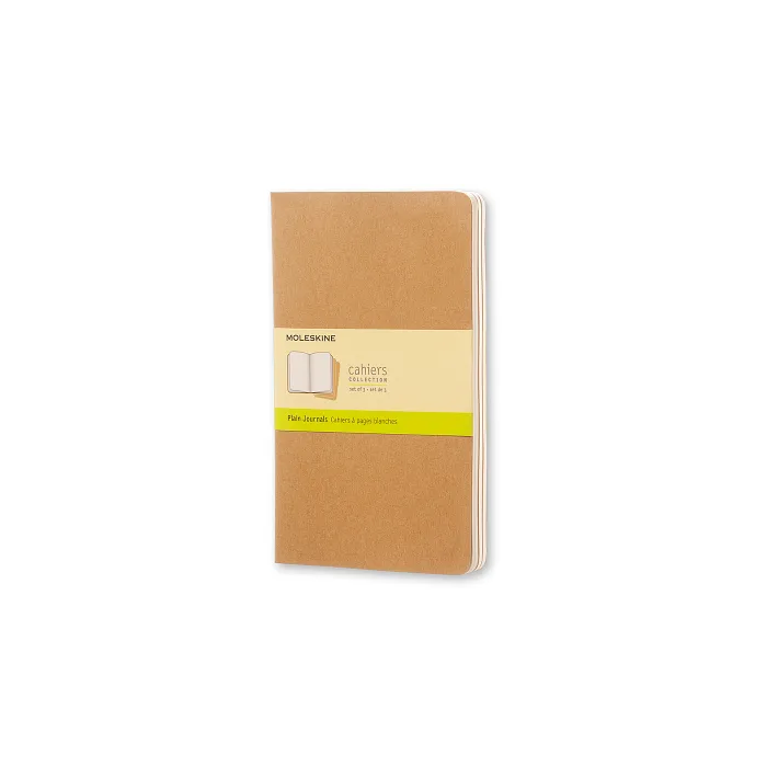 Set de 3 Libretas Grandes Color Kraft Hoja Blanca Pasta Suave