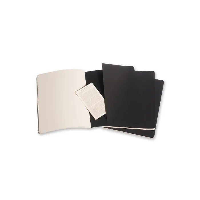 Set De 3 Libretas Extra Grandes Negras Hoja Rayada Pasta Suave — Interior 3