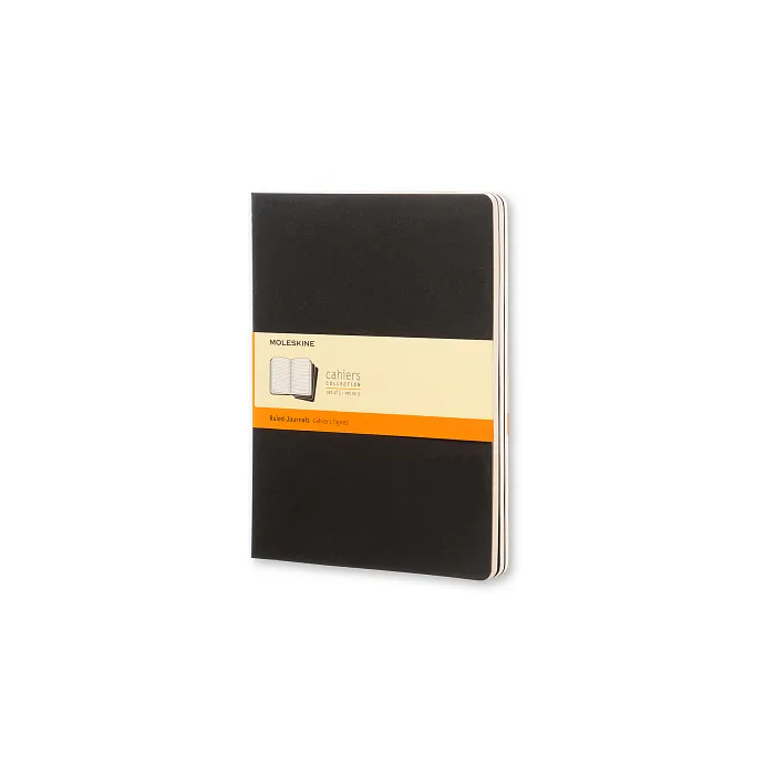 Set De 3 Libretas Extra Grandes Negras Hoja Rayada Pasta Suave