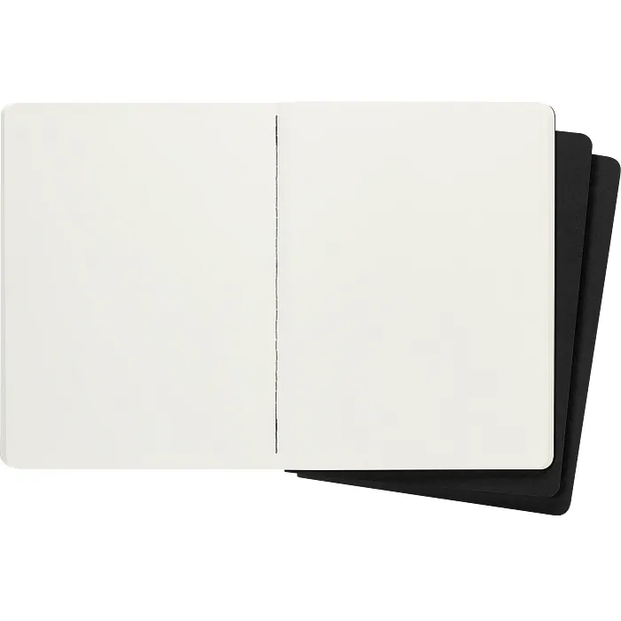 Set Cahier 3 Libretas Extra Grandes Negras Hoja Blanca Pasta Suave