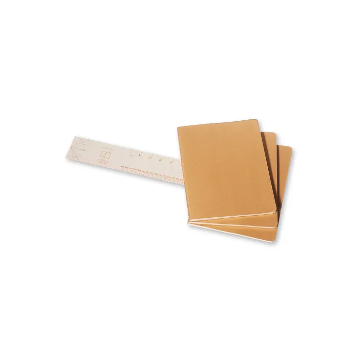 Set De 3 Libretas Extra Grandes Color Kraft Hoja Rayada Pasta Suave — Interior 2