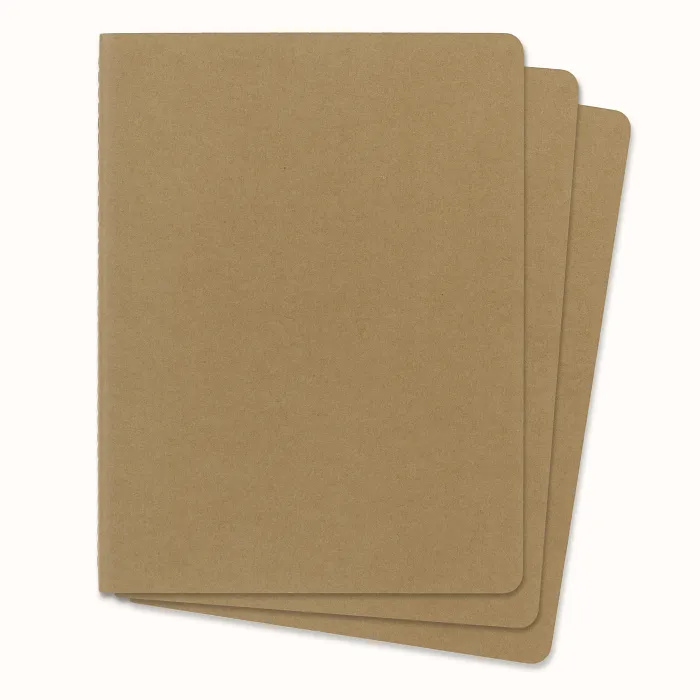 Set De 3 Libretas Extra Grandes Color Kraft Hoja Rayada Pasta Suave — Interior 4