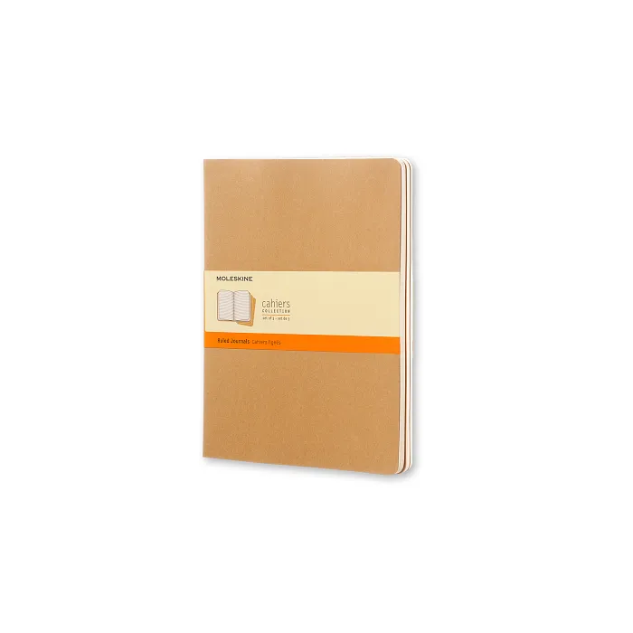 Set De 3 Libretas Extra Grandes Color Kraft Hoja Rayada Pasta Suave