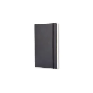 Libreta Clásica De Bolsillo Negra Hoja Blanca Pasta Suave — Portada Plana